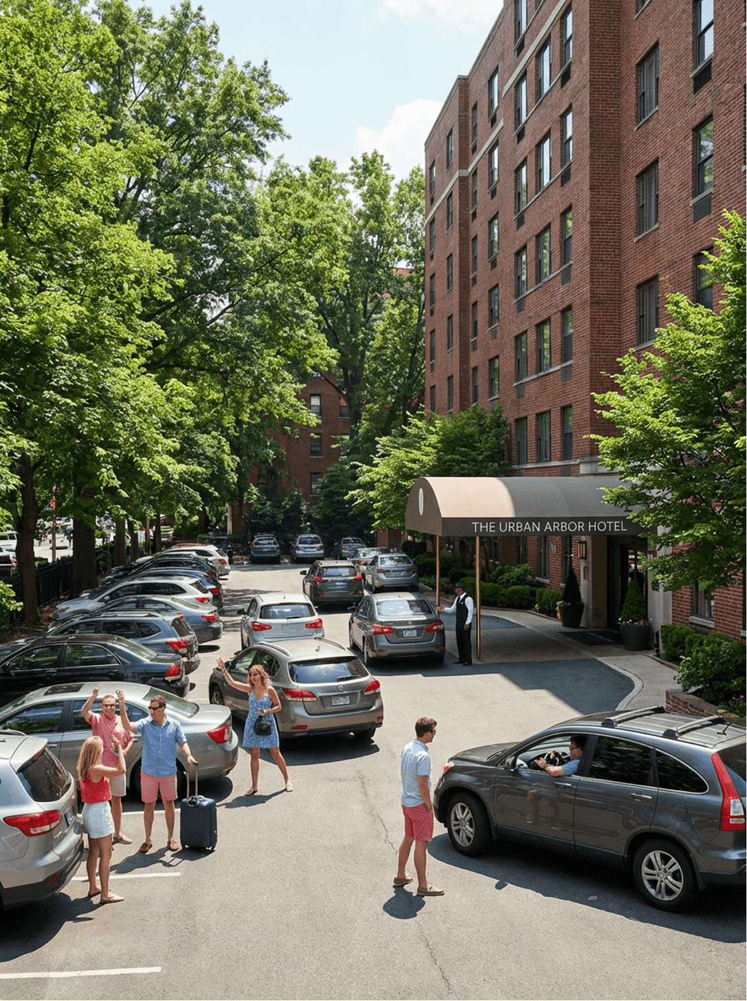 Busy hotel lot before Spot Parking